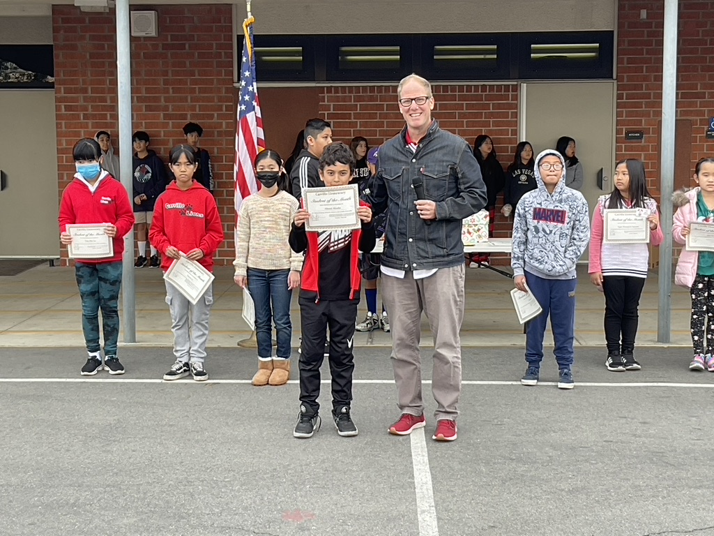 Recognizing Carrillo students for their hard work each month 