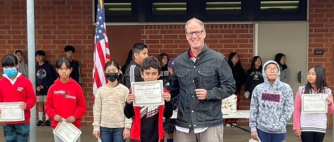 Recognizing Carrillo students for their hard work each month 